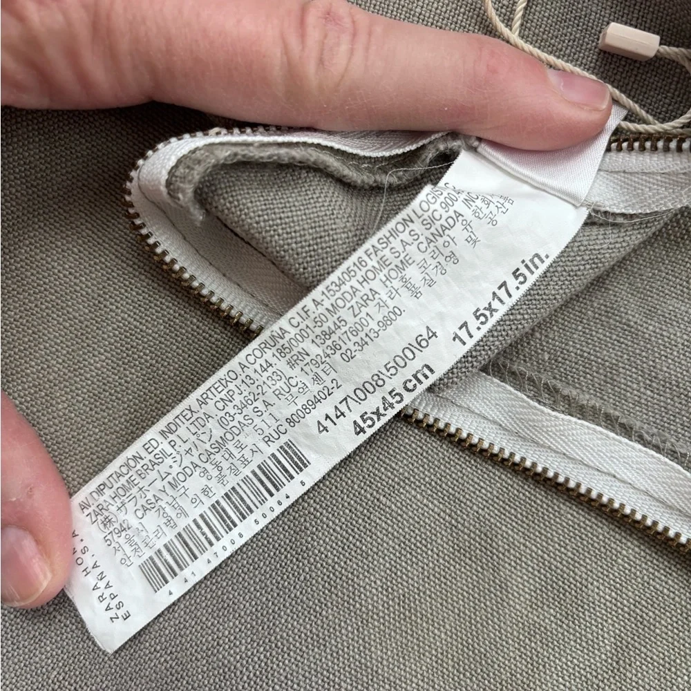 Zara Home Washed Linen Pillow Cover 17.5” Square Neutral Natural Linen